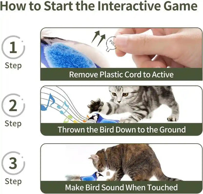 Catnip Cat Toys Satisfy Cat'S Natural Hunting Instintion for Indoors Cats Feather Toys Interactive with Lifelike Chirp Sound Chirping Bird Kitten Toy (2 Pack)7