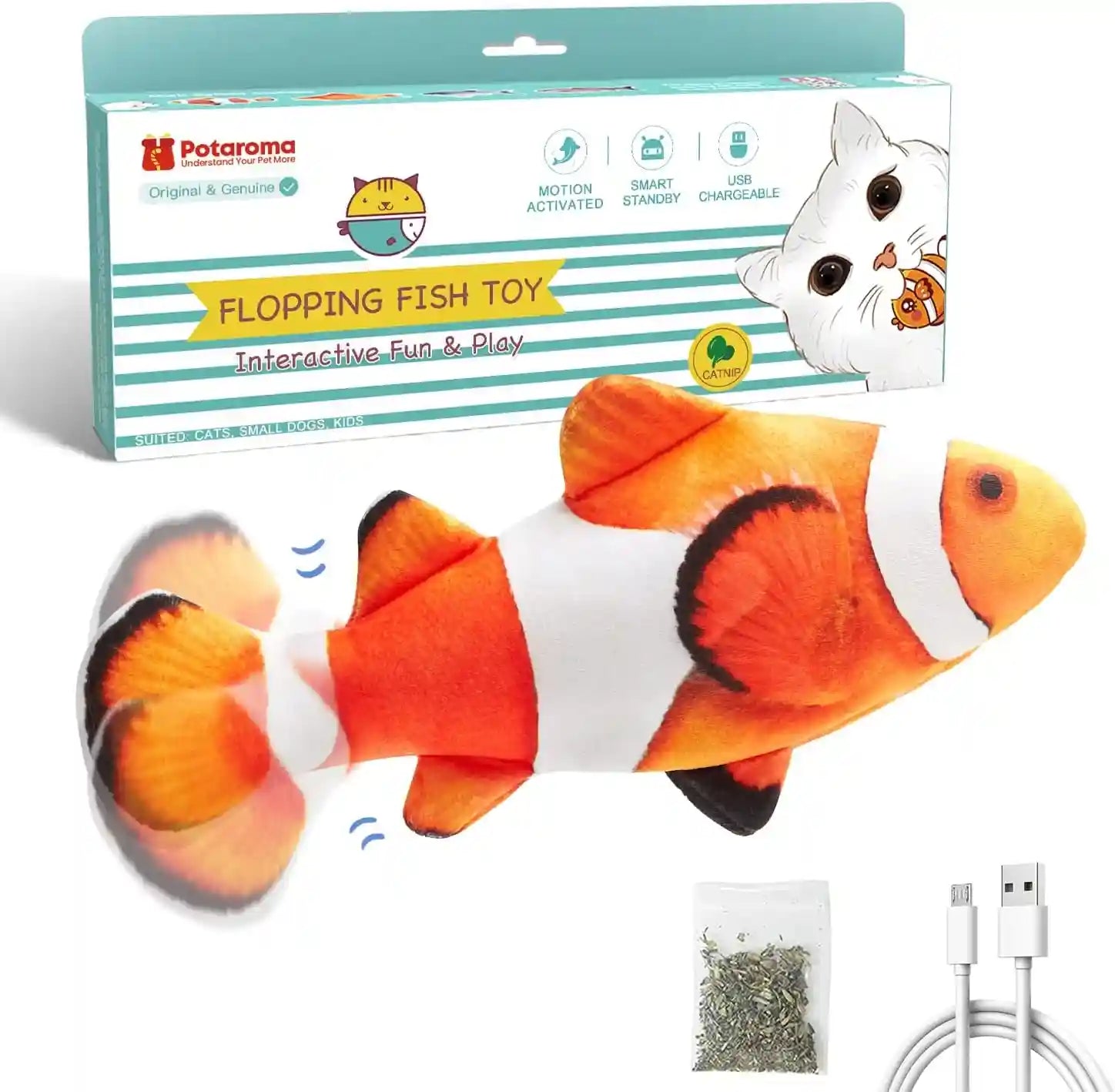potaroma-cat-toys-flopping-fish-with-catnip-moving-kitten-kicker-floppy-wiggle-carp-for-small-dogs-interactive-motion-kitty-exercise-10-5-inches