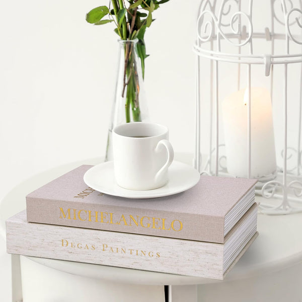 3 Pack Linen Decorative Books for Home Decor Coffee Table Book Boxes | Modern Linen, Ivory, Pink Tones with Hollow Design Chic Storage Box Keepsakes in 3 Sizes for Gifts, Shelves, Living Rooms6