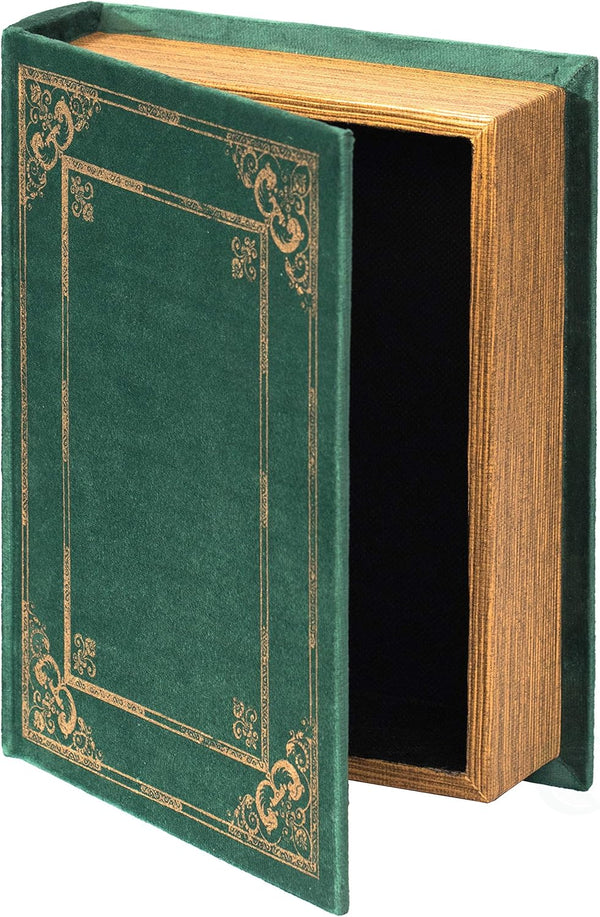 Decorative Vintage Book Shaped Trinket Storage Box- Green1