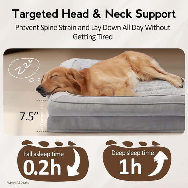 MEKIY Orthopedic Waterproof Dog Bed with Sides for Extra Large Sizes Dogs | Egg Crate Foam, Waterproof Liner, Anti-Slip Bottom, Space-Saving, Perfect for Corners and Sofa Edges, 40 X 40 Inch3