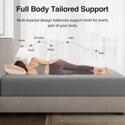 Queen Size Mattress, 10 Inch Gel Memory Foam Mattress Queen Size | Thermally Balanced Foam Core, Mattresses for Cool Night Sleep & Pressure Relief, Enhanced Support & Breathability, Grey6