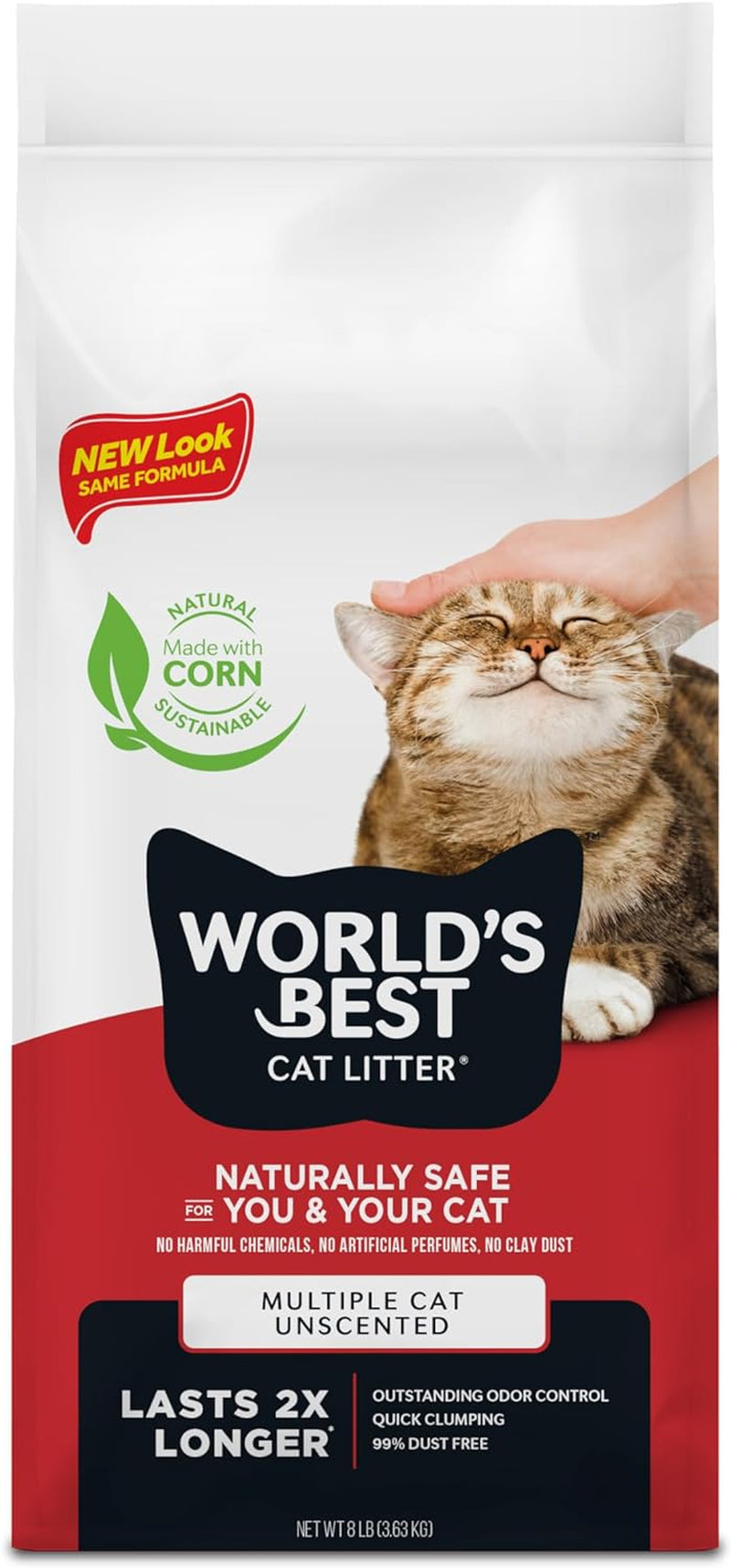 worlds-best-cat-litter-multiple-cat-unscented-odor-control-15-lb-bag-controls-tough-multi-cat-odors-and-lasts-2x-longer-natural-corn-litter-quick-clumping-flushable-99-dust-free