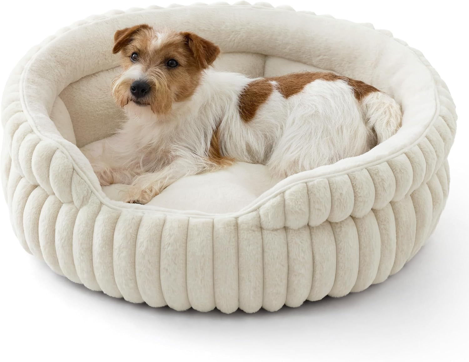 bedsure-comfyfleece™-washable-cute-large-cat-bed-soft-round-puppy-bed-23in-cozy-fluffy-plush-small-dog-bed-donut-corduroy-cuddler-pet-beds-for-indoor-big-cats-anti-slip-bottom-up-to-20-lbs-cream