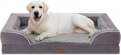 Comfort Expression Orthopedic Dog Bed for Extra Large Dogs with Bolster | Waterproof Dog Couch Bed with Washable Cover & Non-Slip Bottom, Supportive Egg Crate Foam XL Pet Bed, 42X30 Inch145
