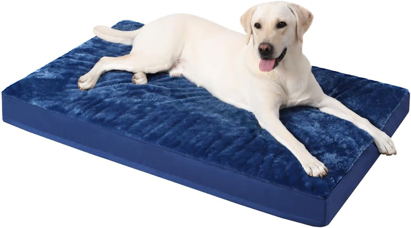 ksiia-orthopedic-dog-bed-for-large-dogs-with-waterproof-lining-grey-35x22-deluxe-soft-plush-dog-crate-bed-washable-pet-mat-with-removable-cover-egg-crate-foam-for-large-dogs-sleeping-relaxing