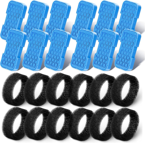 AONBOY Cat Water Fountain Filters, 12 Filters + 12 Cat Fountain Sponge, Suitable for AONBOY Pet Fountain S3-SC, Multiple Filtration, Isolates Floating Hairs and Gets Rid of Odors1