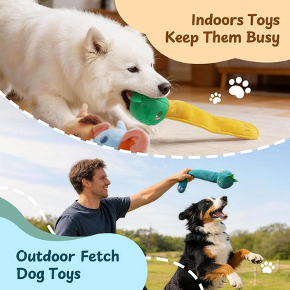 Nocciola Dog Squeak Toys 5Pcs, Dog Toys to Keep Them Busy for Aggressive Chewers, Hide and Seek Crinkle Dog Toy for Large Dogs, Long Face Wild Animals Playground Series4