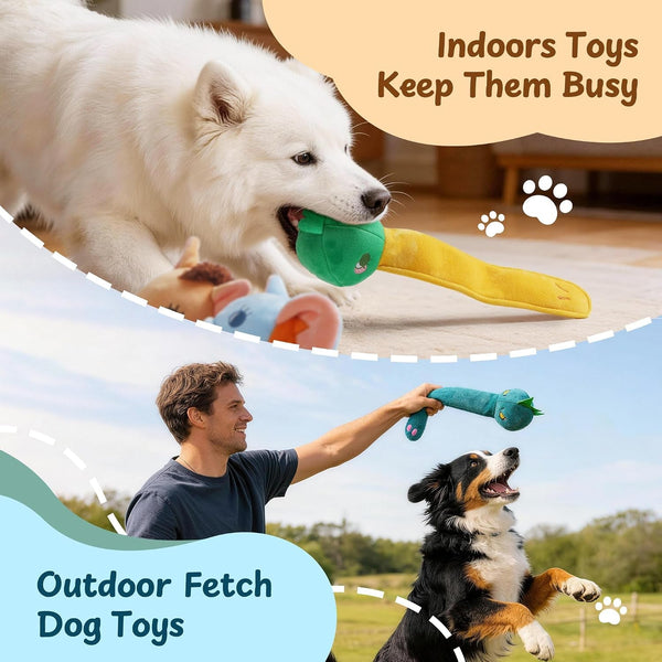 Nocciola Dog Squeak Toys 5Pcs, Dog Toys to Keep Them Busy for Aggressive Chewers, Hide and Seek Crinkle Dog Toy for Large Dogs, Long Face Wild Animals Playground Series4