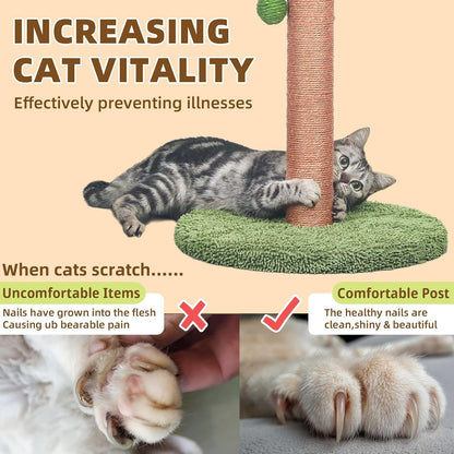 Meowoou Cat Scratching Post 33 Inch Tall Cat Scratcher for Indoor Cats Adults,Small Cat Tree Tower Sisal Rope Kitten Scratch with Interactive Hanging Ball4