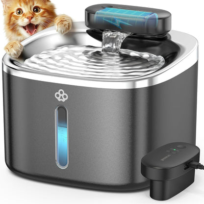 Oneisall Wireless Cat Water Fountain, 3.5L/118Oz Battery Operated Pet Drinking Fountain Stainless Steel, Running Water Dispenser Fountains for Cats, Cordless&Rechargeable with Motion Sensor(Hale 3.5L)9