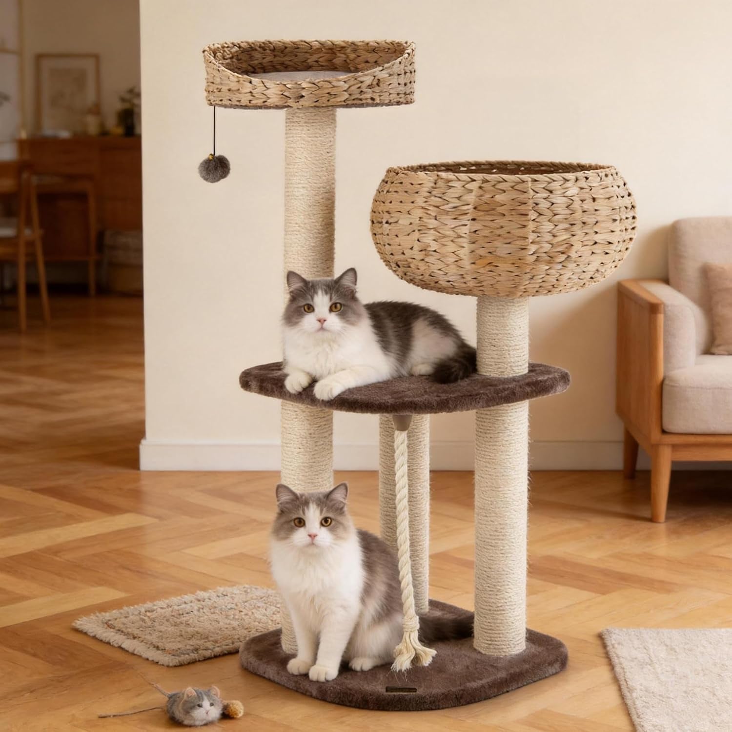 petsite-41-inch-modern-cat-tree-for-indoor-cats-multi-level-cat-tower-with-scratching-posts-hand-made-wicker-cat-condo-top-perch-dangling-ball-sisal-rope-cute-cat-tree-for-indoor-cats