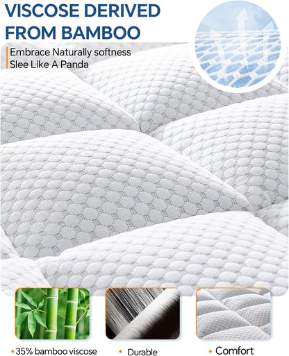 Dual Layer 4 Inch King Size Memory Foam Mattress Topper | 2 Inch Soft Pillow Top Mattress Pad Cover and 2 Inch Gel Memory Foam for Pressure Relief, 2-In-1 Design for Comfort & Support2