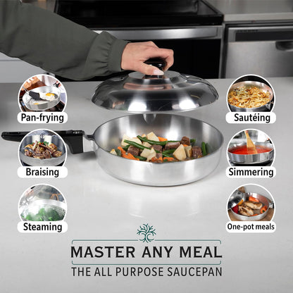 Cast Aluminum Sauté Pan with Lid 10 Inch - Oven Safe Deep Frying Pan with Lid, Two Side Spouts and Ergonomic Stay-Cool Handle for Comfortable Grip and Pouring (3 Quart)7