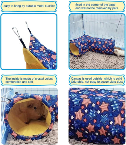 EAEDMY Guinea Pig Rat Ferret Hammock, Small Animal Corner Tunnel & Tubes & Bed for Hedgehog Piggy Chinchilla Hideout Toys and Cage Accessories5
