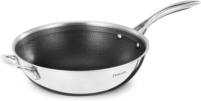 12" Hybrid Ceramic Nonstick Wok for Home Daily Cooking | Scratch-Resistant,Stay-Cool Handle,Dishwasher Oven Safe, Induction Ready, PFOA Free Compatible with All Cooktops1