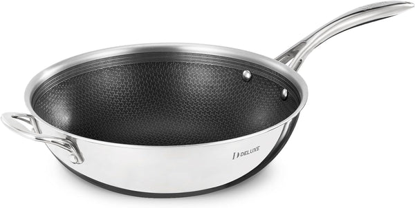 12" Hybrid Ceramic Nonstick Wok for Home Daily Cooking | Scratch-Resistant,Stay-Cool Handle,Dishwasher Oven Safe, Induction Ready, PFOA Free Compatible with All Cooktops1