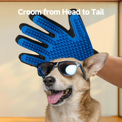 NVNAN Pet Hair Removal Glove for Dogs & Cats, 2-Pack Blue | 2-In-1 Deshedding Brush and Massage Mitt for Shedding Control, Bathing and Washing, Safe for Short or Long Hair Pets5