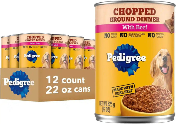 Pedigree Chopped Ground Dinner Wet Dog Food, Chicken, 13.2 Oz, 12 Count | 100% Complete & Balanced, Slow Cooked with Real Chicken, Supports Lean Muscles, Serve as Topper or Complete Meal18