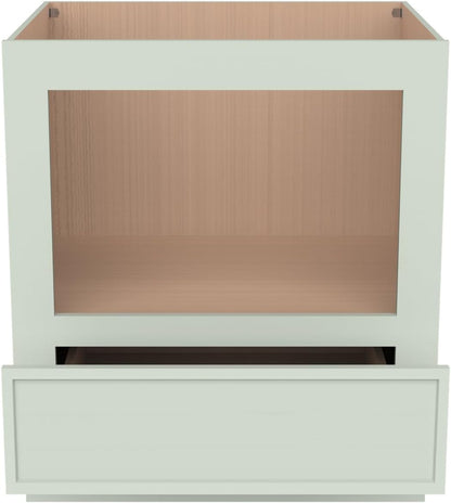 Solid Wood RTA 30" Microwave Base Cabinet,Kitchen Oven Cabinet - with 1 Full Overlay Drawer (Frame Dimension: 24''W*16''H) (Jade Green, 30" Width X 24" Depth X 34 1/2" Height)5