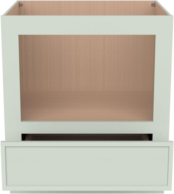 Solid Wood RTA 30" Microwave Base Cabinet,Kitchen Oven Cabinet - with 1 Full Overlay Drawer (Frame Dimension: 24''W*16''H) (Jade Green, 30" Width X 24" Depth X 34 1/2" Height)5