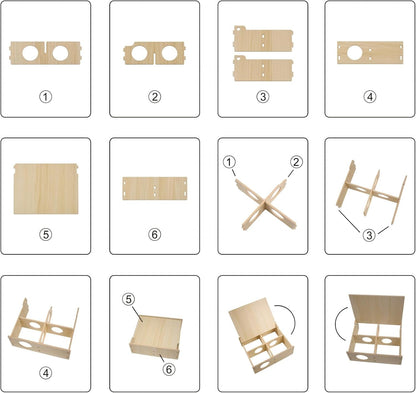 Multi-Chamber Wooden Hamster Hideout & Tunnel - Durable, Ventilated Natural Wood Cage Accessories for Dwarf, Syrian Hamsters and Small Pets5