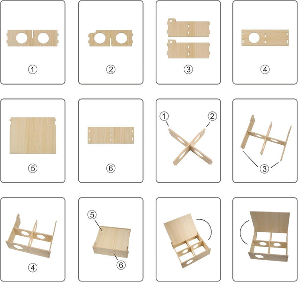 Multi-Chamber Wooden Hamster Hideout & Tunnel - Durable, Ventilated Natural Wood Cage Accessories for Dwarf, Syrian Hamsters and Small Pets5