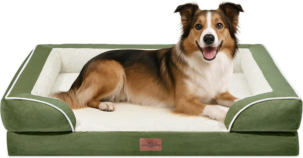 Comfort Expression Orthopedic Dog Bed for Extra Large Dogs with Bolster | Waterproof Dog Couch Bed with Washable Cover & Non-Slip Bottom, Supportive Egg Crate Foam XL Pet Bed, 42X30 Inch62
