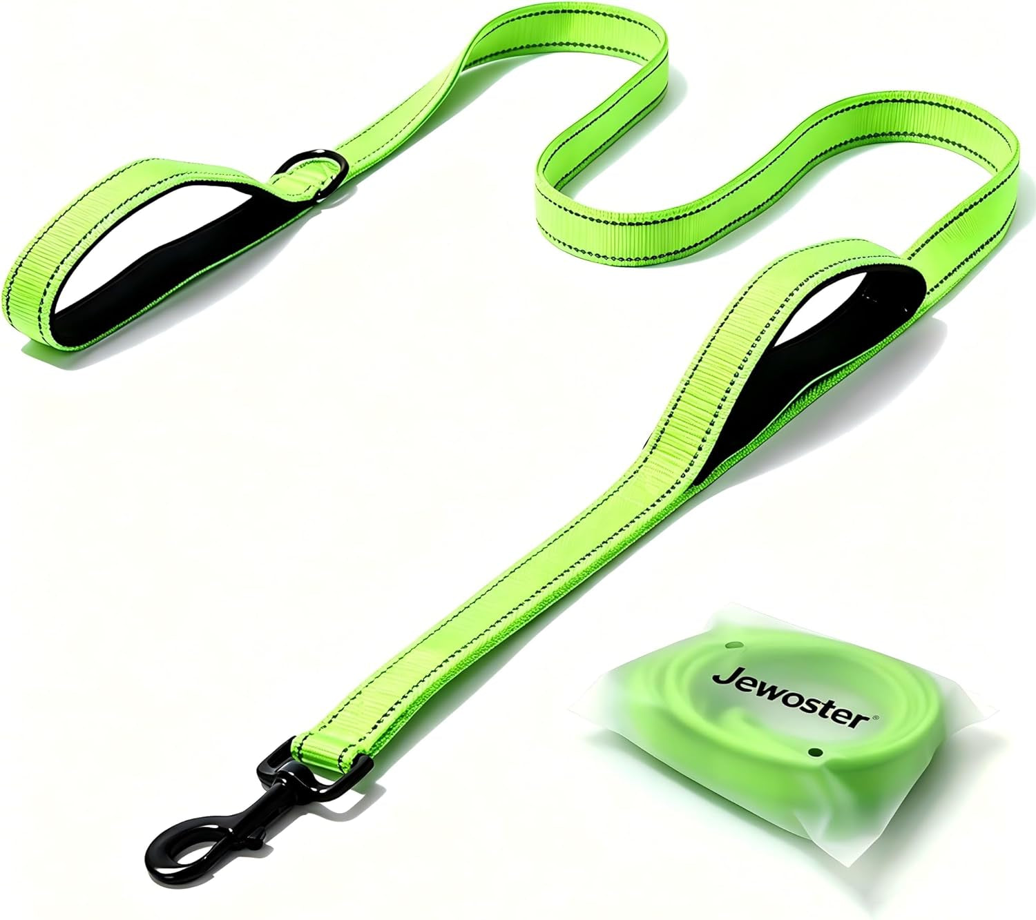 heavy-duty-dog-leash-2-handles-by-padded-traffic-handle-for-extra-control-6foot-long-perfect-for-medium-to-large-dogs-6-ft-black