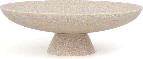 Modern Pedestal Decorative Bowl, Large Resin Fruit Bowl, Beige | Style It on Kitchen Counters, Coffee Tables, or Entryway Tables. Use for Fruit Display, Key Storage, or Home Decor Accents1