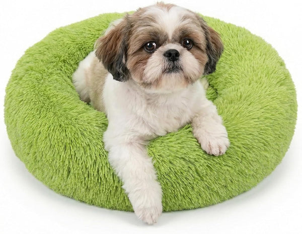 Small Calming Dogs Bed for Small Dogs Anti-Anxiety Machine Washable Fluffy Luxury Anti-Slip Waterproof Mute Base Warming Cozy Soft Pet Puppy round Bed23