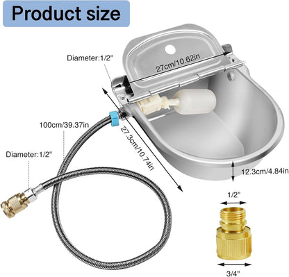 Automatic Water Dispenser for Dog, Stainless Steel Dog Water Bowl Dispenser with 2 Float Valves3