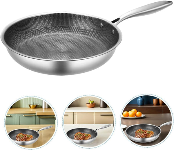 Stainless Steel Honeycomb Wok Pan 17.40 X 10.23 X 1.96 in Stir-Fry Skillet for Gas Stoves Induction Cookers Frying Steaming and Everyday Kitchen Cooking9