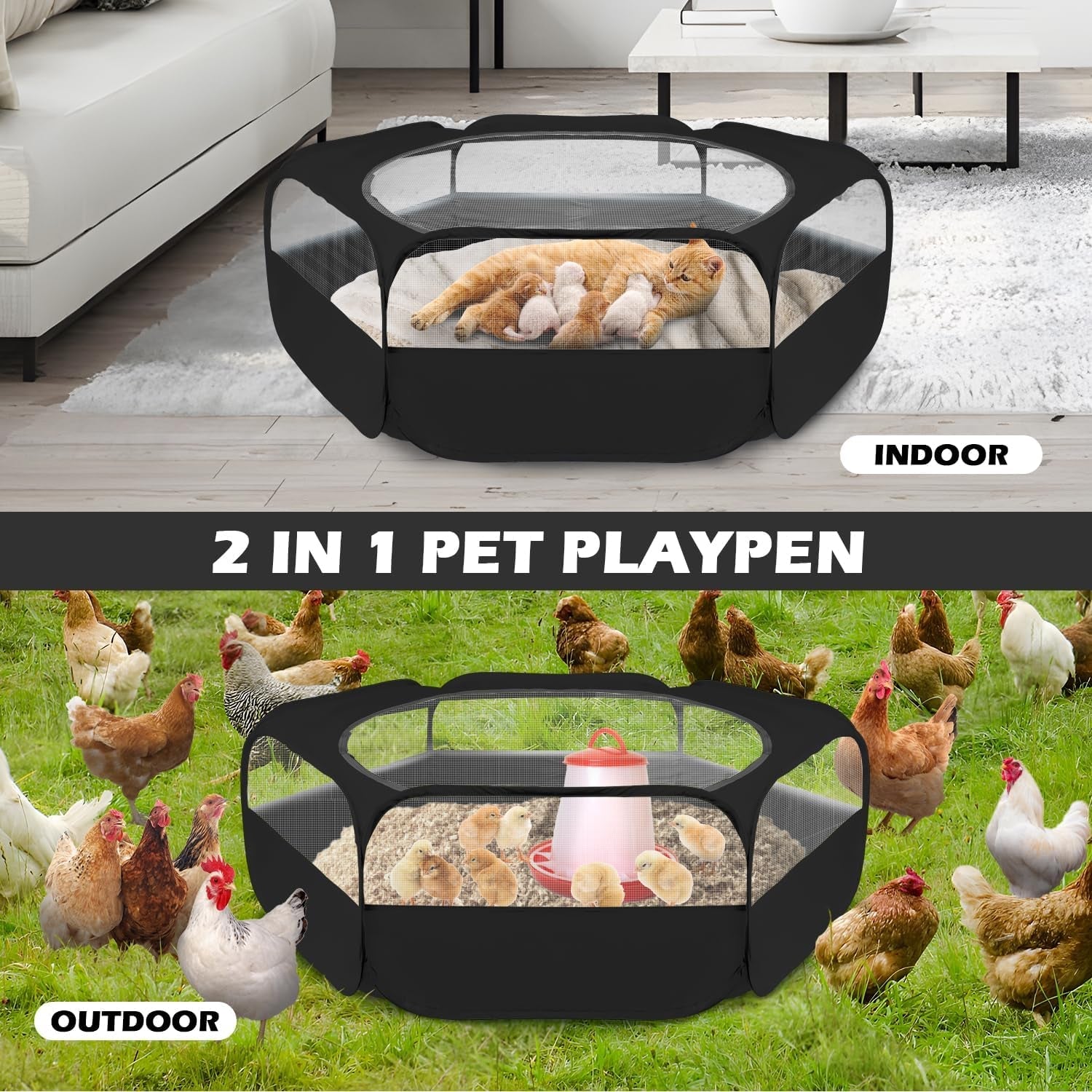 uwe-small-animal-playpen-waterproof-foldable-pet-playpen-black-anti-escape-exercise-pet-tent-bite-resistant-breathable-mesh-leakproof-base-easy-fold-storage-indoor-outdoor-for-pets