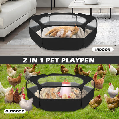 UWE Small Animal Playpen, Waterproof Foldable Pet Playpen, Black | Anti-Escape Exercise Pet Tent, Bite Resistant Breathable Mesh, Leakproof Base, Easy Fold Storage, Indoor Outdoor for Pets3