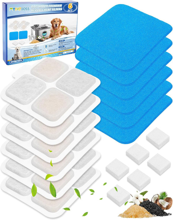 12 Set Dog Water Filter Replacement Compatible with Oneisall PW07SAU 10L/2.64Gal, Dog Water Fountain Filter Fit for Oneisall, Multilayer Filtration System 12Pre-Filter+12 Filters+12 Sponges9