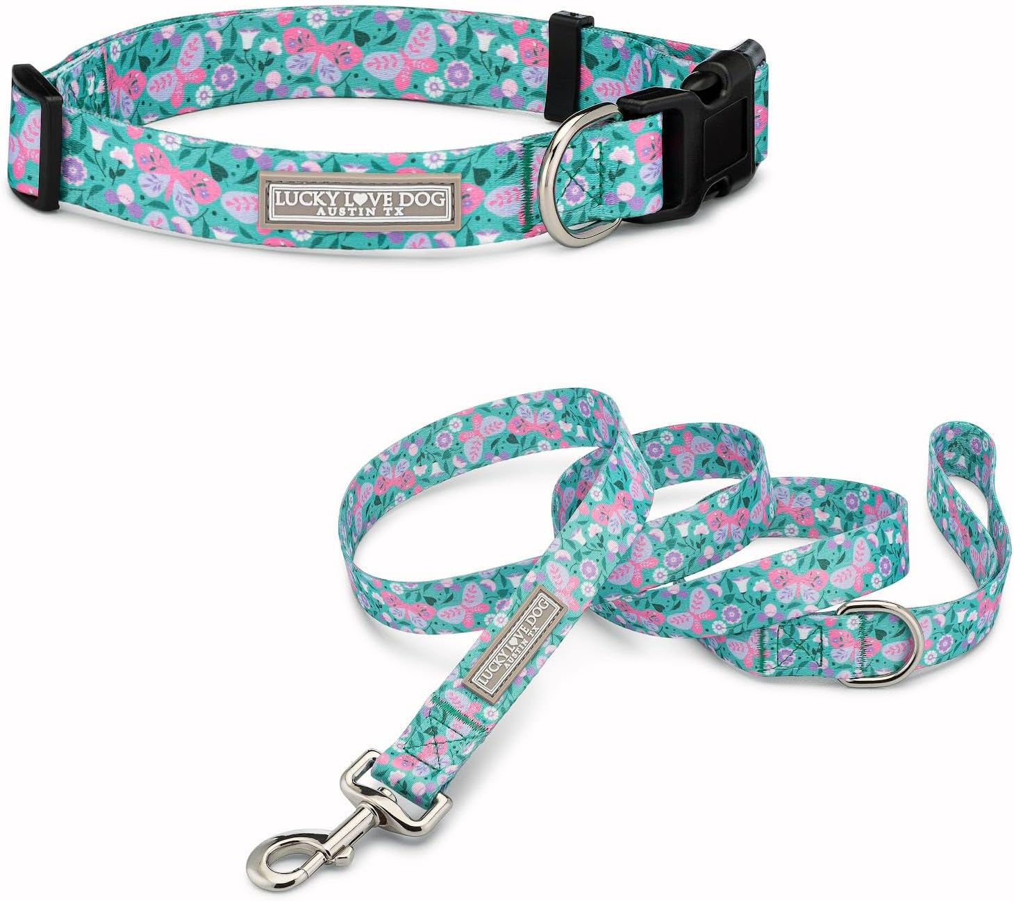 lucky-love-dog-easy-click-buckle-dog-collar-with-leash-set-combo-durable-comfortable-for-male-female-dogs-pet-collar-for-medium-dogs-secure-fit-blackbird-combo-medium