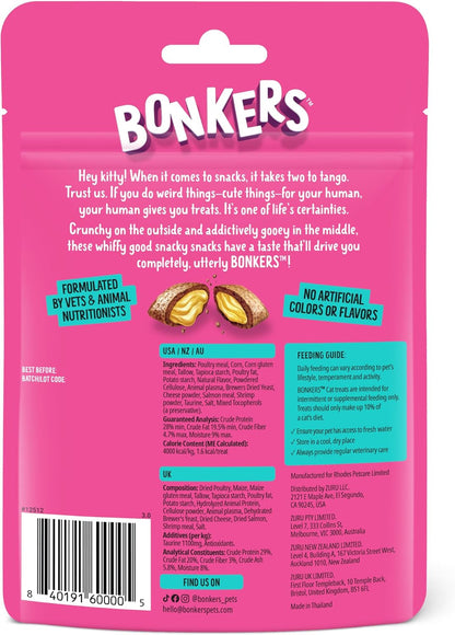 Bonkers Bites Seafood & Eat It Flavor Crunchy & Soft Treats for Cats, 3Oz Bag (Pack of 10)8