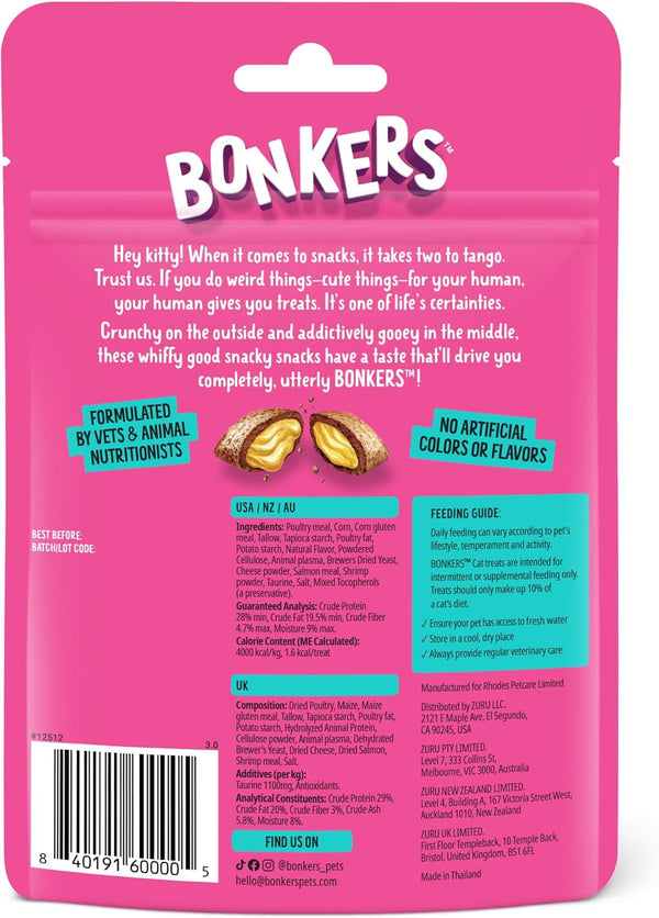 Bonkers Bites Seafood & Eat It Flavor Crunchy & Soft Treats for Cats, 3Oz Bag (Pack of 10)8
