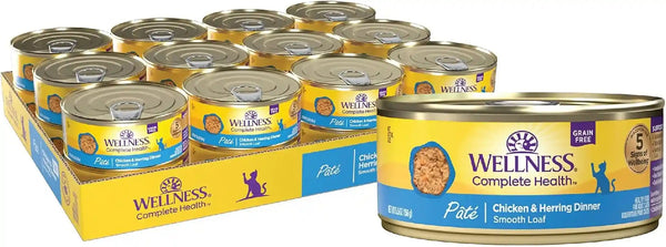 Wellness Complete Health Pate Adult Canned Wet Cat Food, Natural, Protein Rich, Grain Free, Chicken Entrée Recipe, 3 Oz, Pack of 24 Cans20