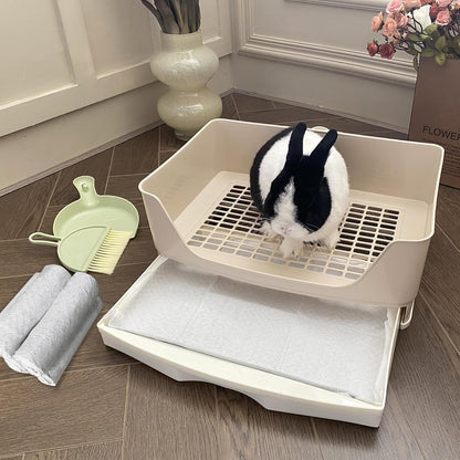 Large Rabbit Litter Box Bunny Potty Training Corner Litter Pan with Drawer Comes with Liners Rabbit Pee Pads, Small Animal Bedding Toilet for Adult Guinea Pig, Ferret, Hamster, Bunnies3