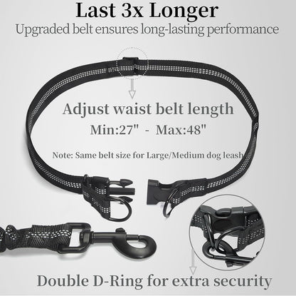 Iyoshop Hands Free Dog Leash with Zipper Pouch, Dual Padded Handles and Durable Bungee for Walking, Jogging and Running Your Dog (Large, 25-120 Lbs, Black)4