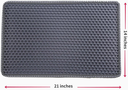 Cat Litter Mat 21 X 14 Inch, Double Layer EVA Honeycomb Kitty Litter Trapping Mat, Waterproof Urine Proof Non Slip Litter Box Floor Pad, Easy to Clean Scatter Control Mat, Grey9