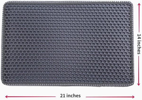 Cat Litter Mat 21 X 14 Inch, Double Layer EVA Honeycomb Kitty Litter Trapping Mat, Waterproof Urine Proof Non Slip Litter Box Floor Pad, Easy to Clean Scatter Control Mat, Grey9