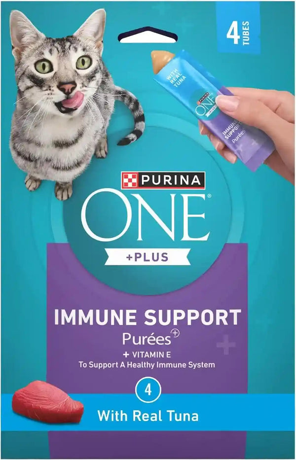 Purina ONE plus Immune Support Purees with Real Tuna Lickable Cat Treats - 1.4 Oz (Pack of 4)9