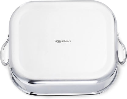 Stainless Steel Rectangular Roasting Pan with Rack, Turkey Roaster, Dishwasher Safe, Easy to Clean, Oven Safe, 16 In4