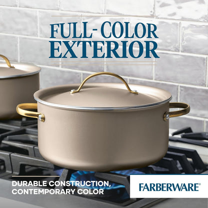 Radiant Nonstick Dutch Oven/Casserole Pan with Lid, Dishwasher Safe, 5.5 Quart, Champagne4