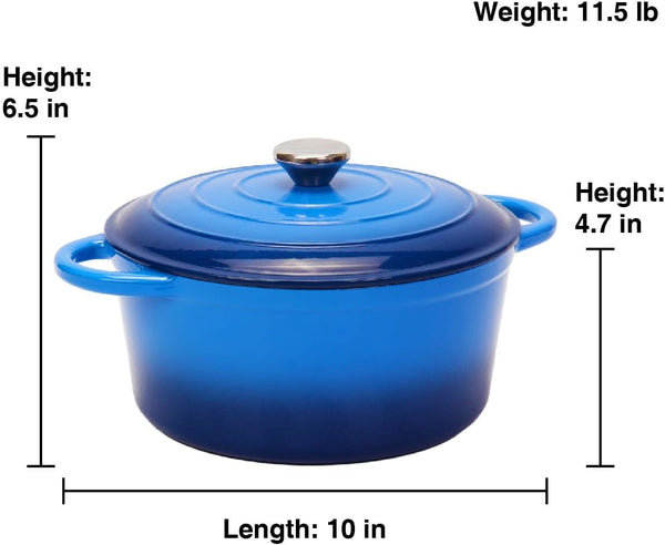5QT Enameled Cast Iron Bread Oven with Proofing Basket for Bread Baking, Bread Making Supplies Tools,Heavy-Duty Cookware for Braising, Stews, Roasting, Bread Baking (Blue)6