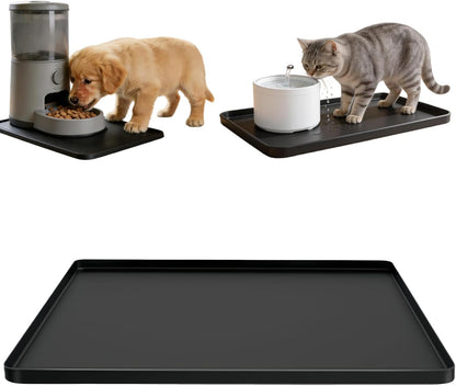 Silicone Square Mat 16X16 for Water Bowl, Waterproof Pet Bowls Mat, Black | with Raised Edge, Non-Slip Cat Dog Water Dispenser Mat Protects Floors from Water & Food Spills8