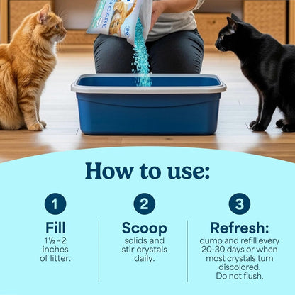 Fresh Step Clean Care Crystsal Cat Litter with Febreze Freshness, Ammonia Block Technology, Lightweight Fresh Step Crystals, Low Dust, 8 Lb. Bag, Pack of 24